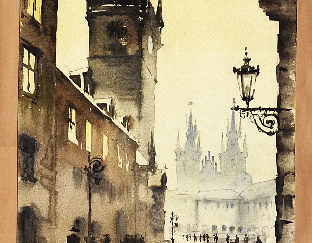 Praha. Акварель.