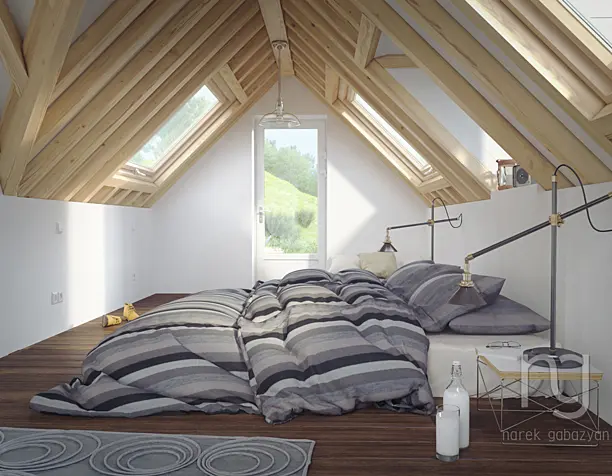 Bedroom. Continuation of House with wings.