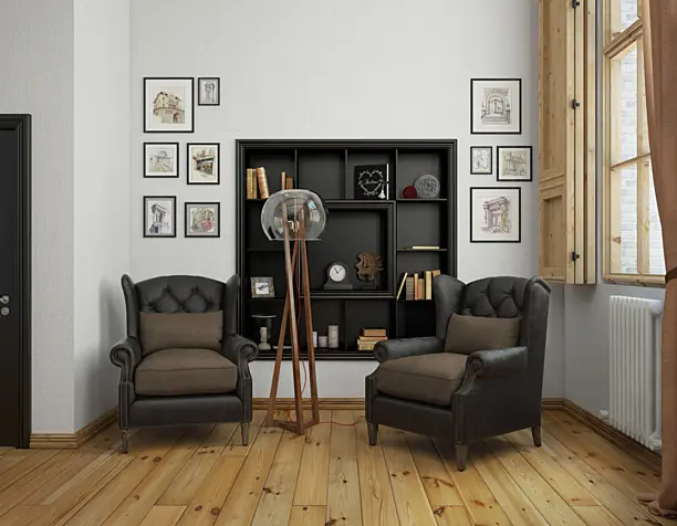 кухня и зона отдыха, vray