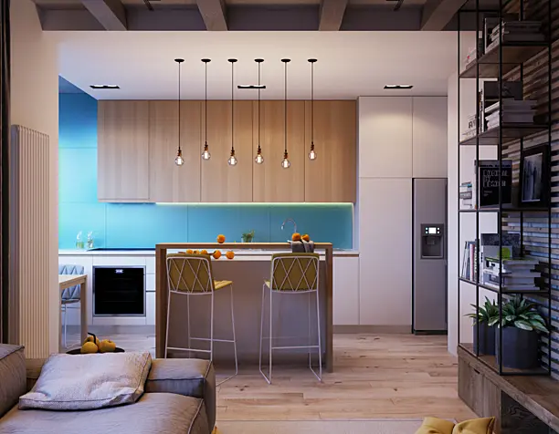 living room + kitchen