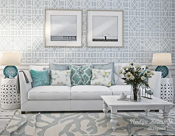 White&Blue. Living room