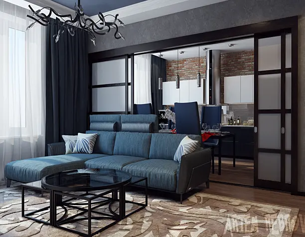 living room + kitchen