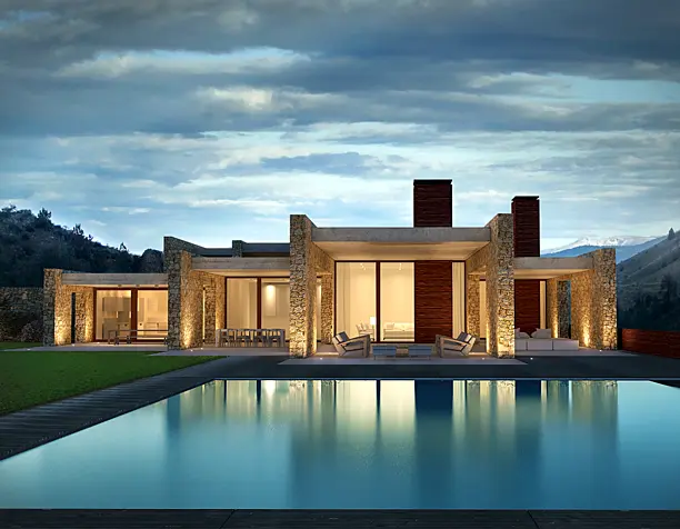 Render-copy of some house among mountains