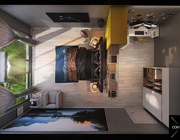 Bedroom  withfor a freelancer