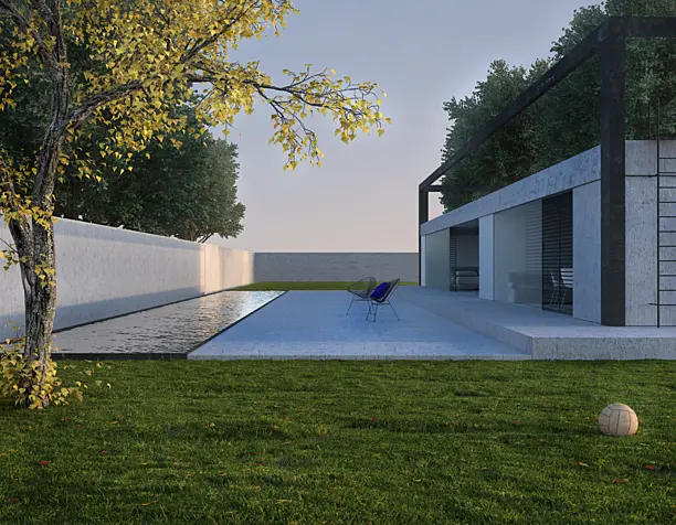 Minimalism in the draft Frame of a private house