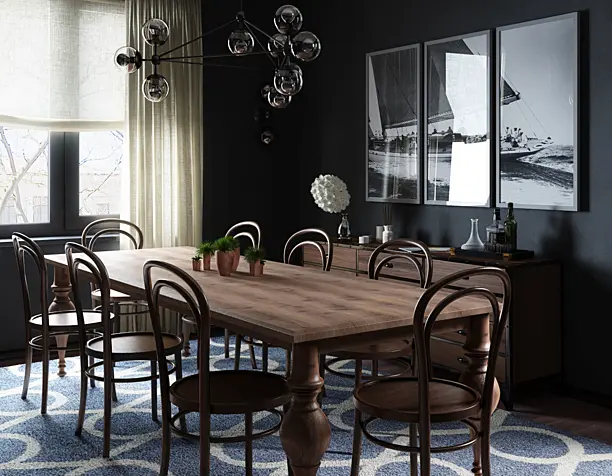 Dark dining room