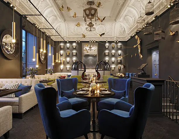 3d visualization of restorant interior (сделано по референсу)