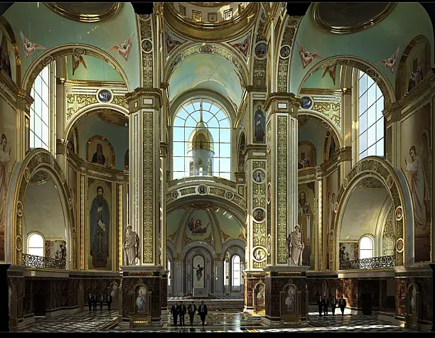Orthodox Cathedlal Interior. Kaliningrad.