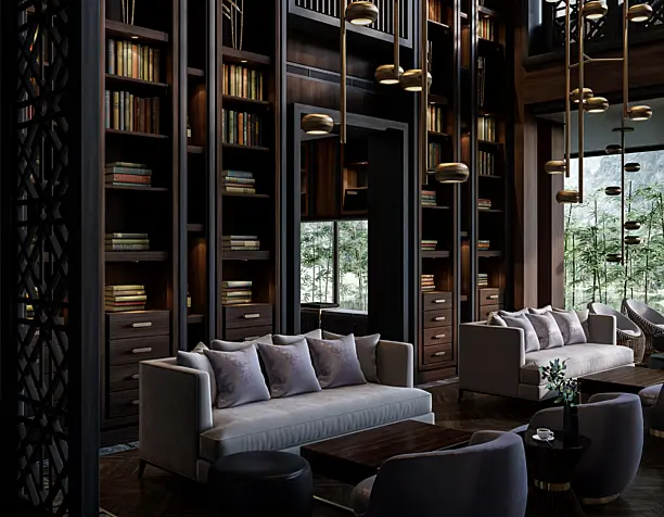 Renders by photos of Lobby Lounge Puli Hotel in Chengdu, China (сделано по референсу)