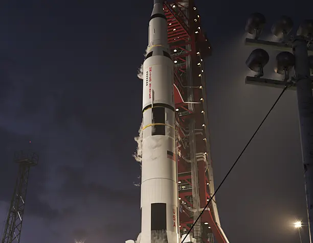Ракета-носитель Saturn-5, командный модуль "Colombia", лунный модуль "Eagle"