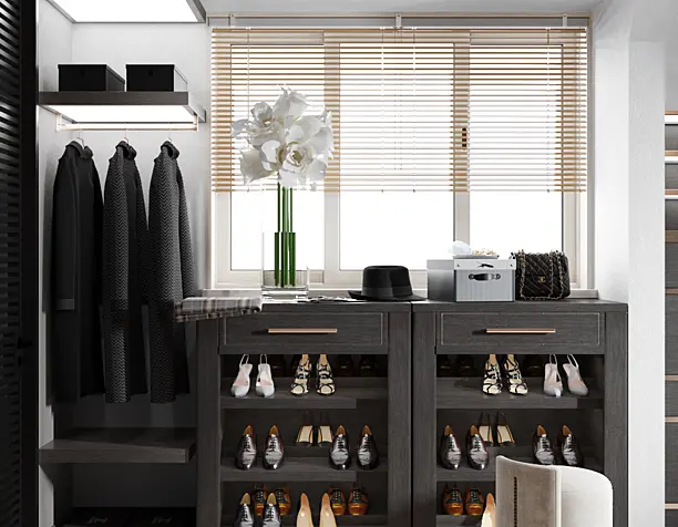 Waredrobe design in shpes of space grey