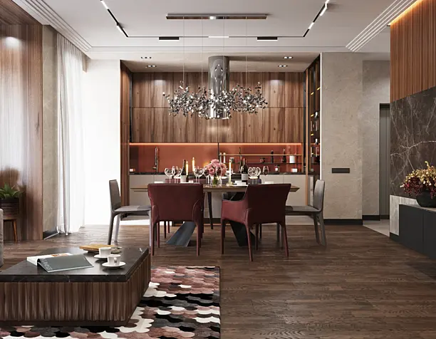 Interior visualization kitchen-living room