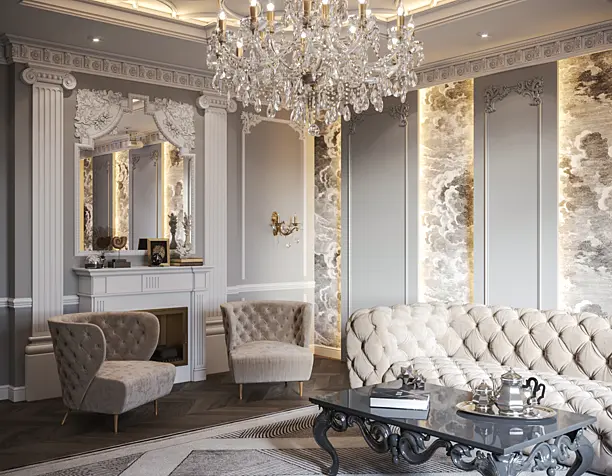 Neoclassical living room interior 01