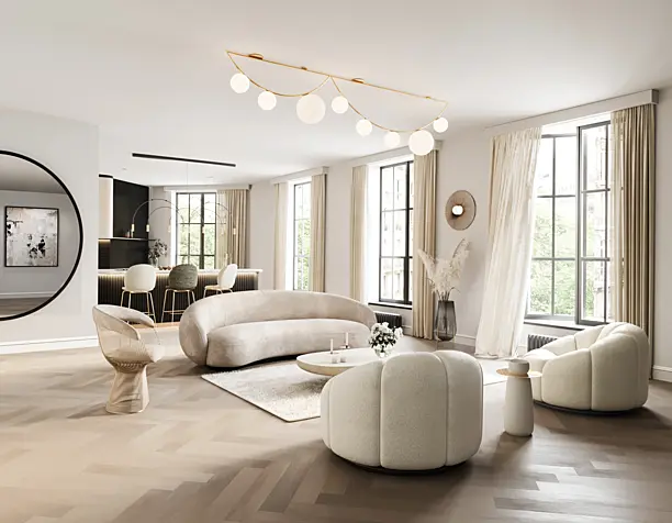 Bright and spacious living room in Paris