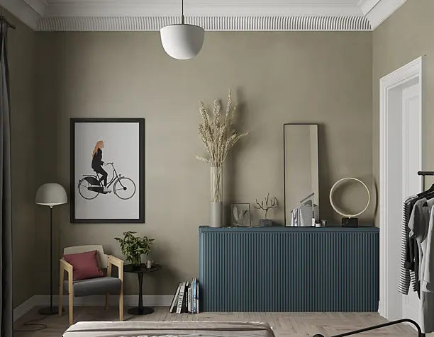 Bedroom in olive tones