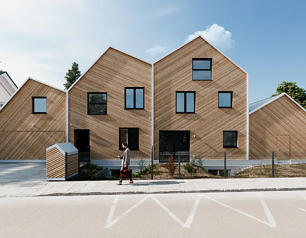 Pair of timber homes in Munich (сделано по референсу)