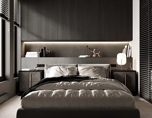 Neutral and cozy bedroom/Нейтральная и уютная спальня.