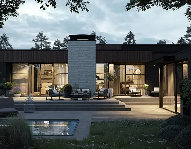 Transformation of a 1970s villa in the woods