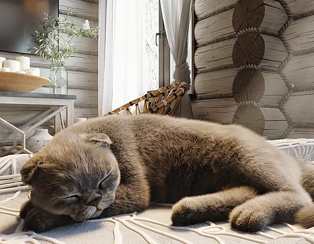 Спальня в стиле рустик и котик