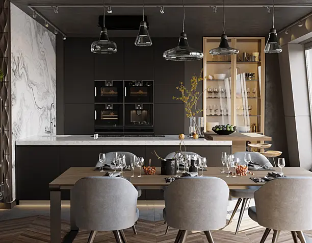 Concept of residential complex. Interior