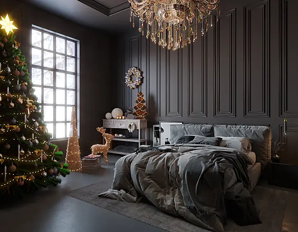 Bedroom in dark design