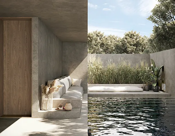 Private house with a swimming pool in a minimalist style (сделано по референсу)