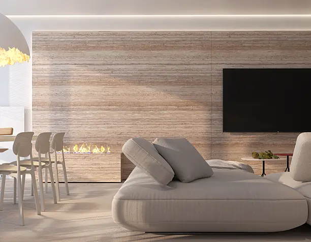 "White and stone" LIVING ROOM
