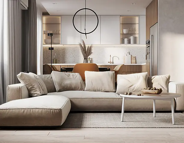 Living room + kitchen visualization