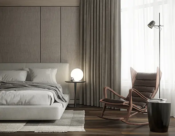 Guest bedroom monochrom