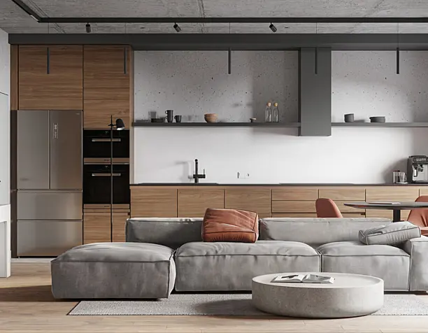 LOFT | Living room + kitchen visualization