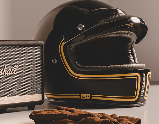 3D model of Helmet x g100, Marshall Stanmore II and Red WIng Gloves