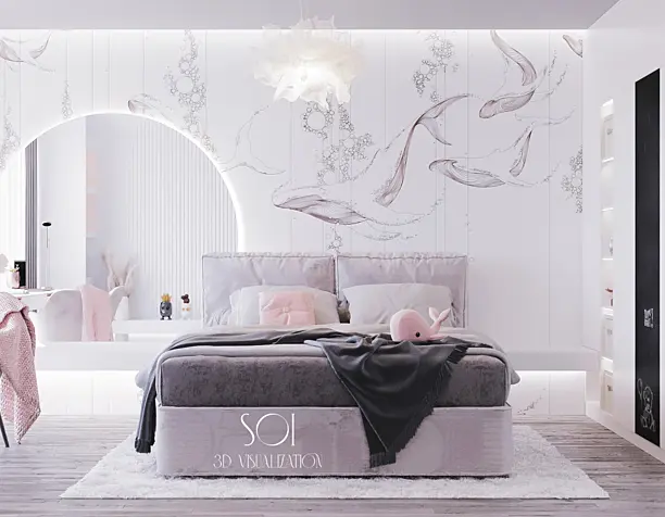 Bedroom for two girls "In a pink haze"