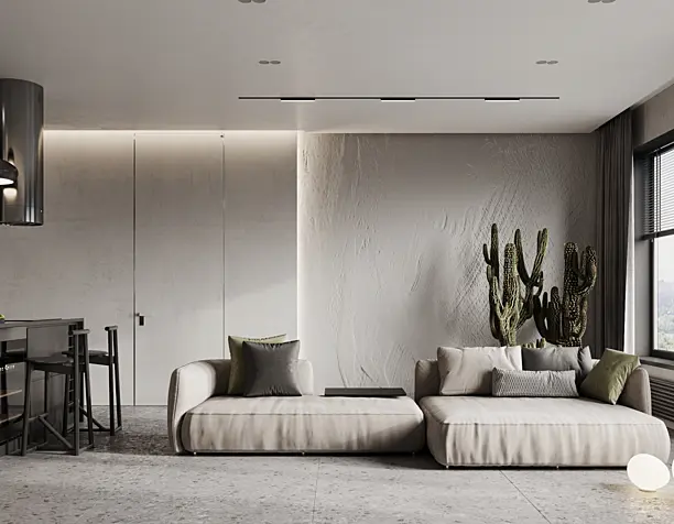 Livingroom and kitchen