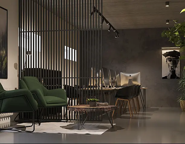 Интерьер офиса 84 м2. Современной строительной компании.  г. Курск