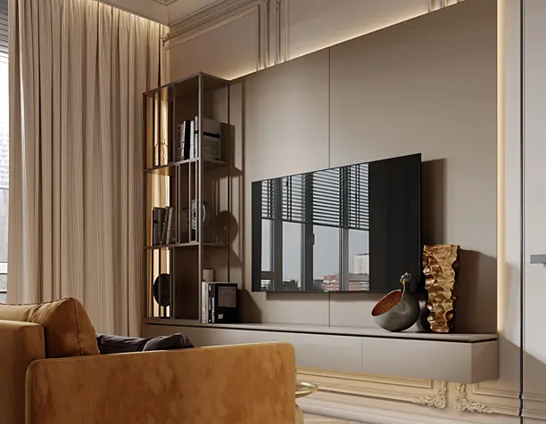 Design and visualization of the kitchen and living room together with the DD studio