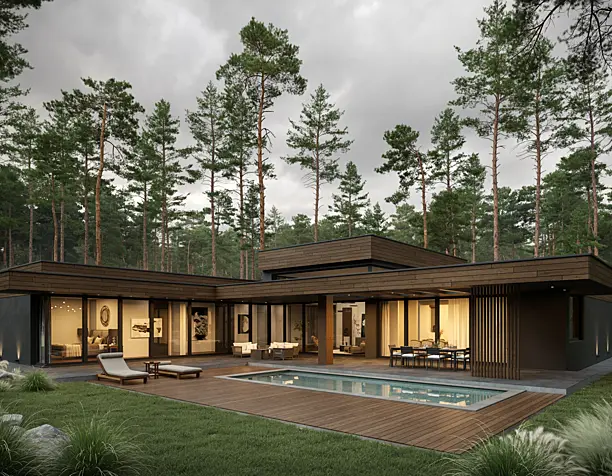luxury cottage in a pine forest