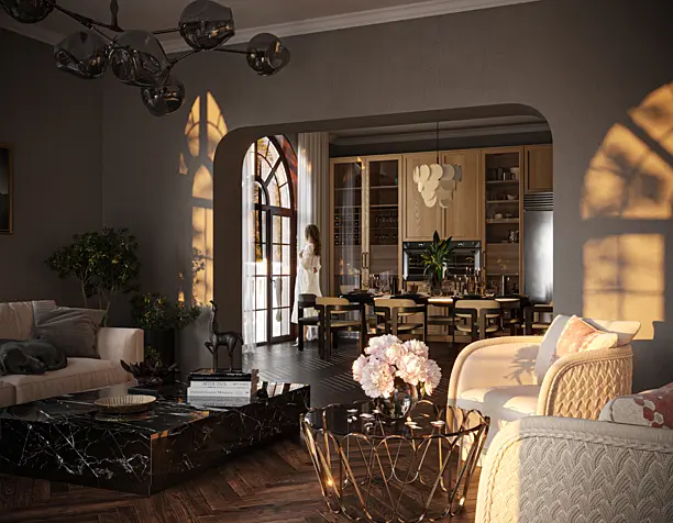 SUNSET. Living room & Kitchen