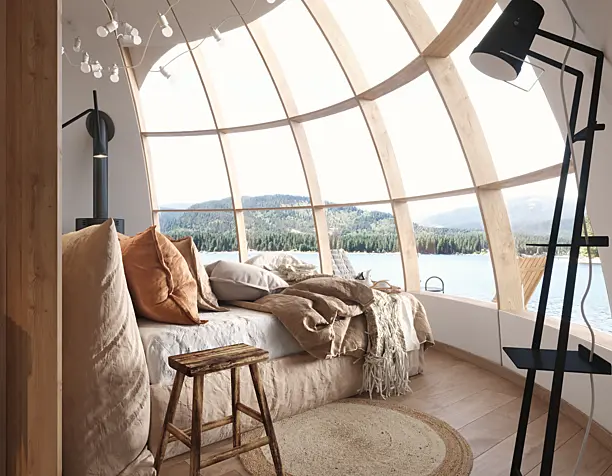 Lake glamping interior