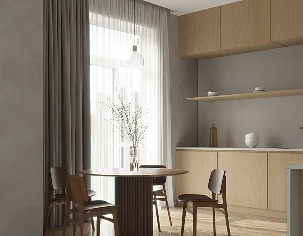 3d visualization of kitchen-living room