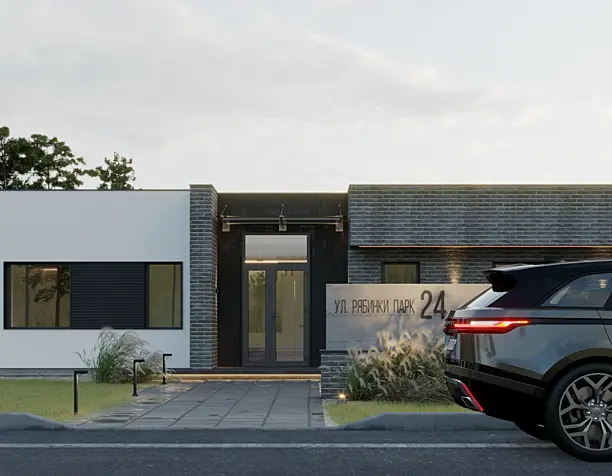 Экстерьер, Архитектура частного дома 110 м2  "Flat House Greey"