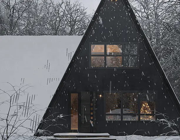 House in a snowy forest