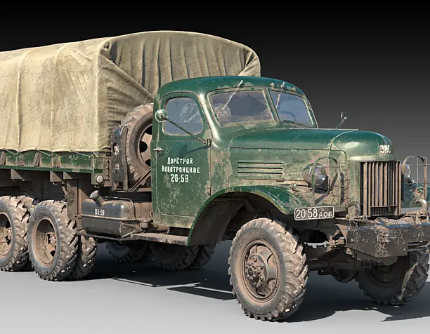 3д модель ЗИС-151_Бортовая платформа_Тент.