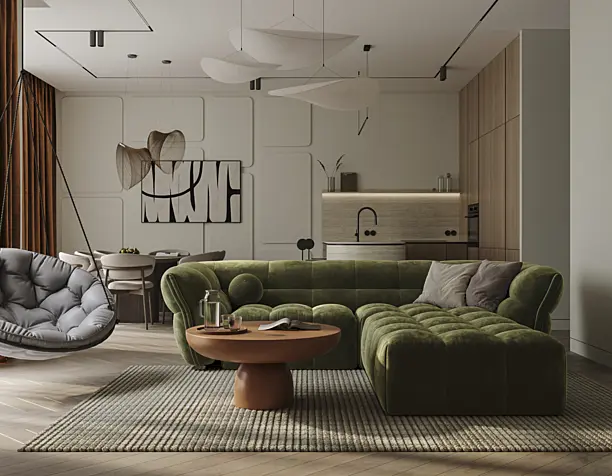 3D visualization of the kitchen-living room