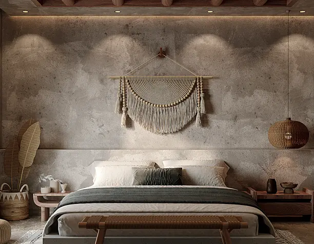 Modern bohemian bedroom design