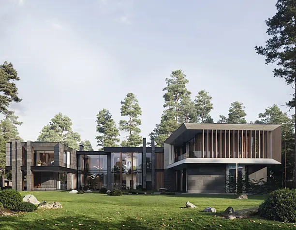 Cottage in pine forest