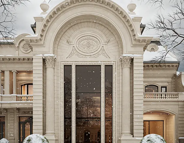 Classic  Exterior in winter atmosphere.