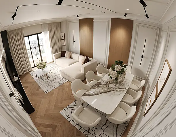 Neoclassical interior design and visualization