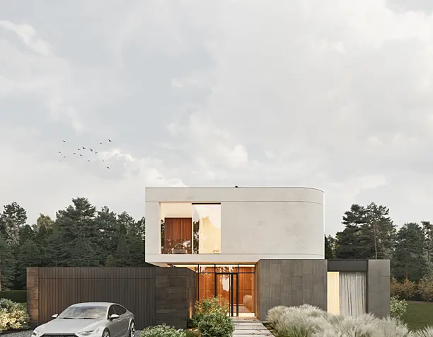 Modern house overcast visualization