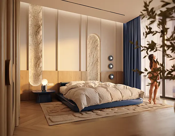 Bedroom in Japandi syle