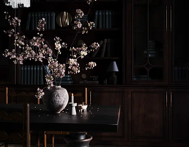 Dark wood & Delicate blooms